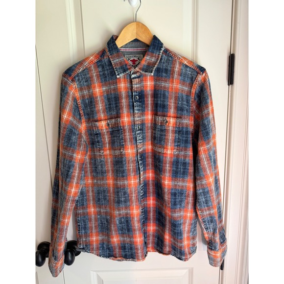 Flag & Anthem Other - Flag & Anthem Desert Son Men's Plaid Button-Down Shirt-Blue & Orange-Size Medium